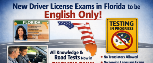 Florida driver license exams now English only announcement shared by Flagler County Tax Collector Shelly Edmonson for Palm Coast and Flagler County drivers