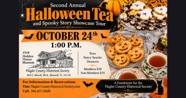 Halloween tea with savory bites, sweet treats and local history at Holden House in Bunnell October 24, 2026 on PalmCoastLocal.com