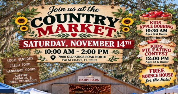 Country Market at the Legacy Learning Center featuring local vendors, fresh foods, handmade goods, and family activities on November 14, 2026.